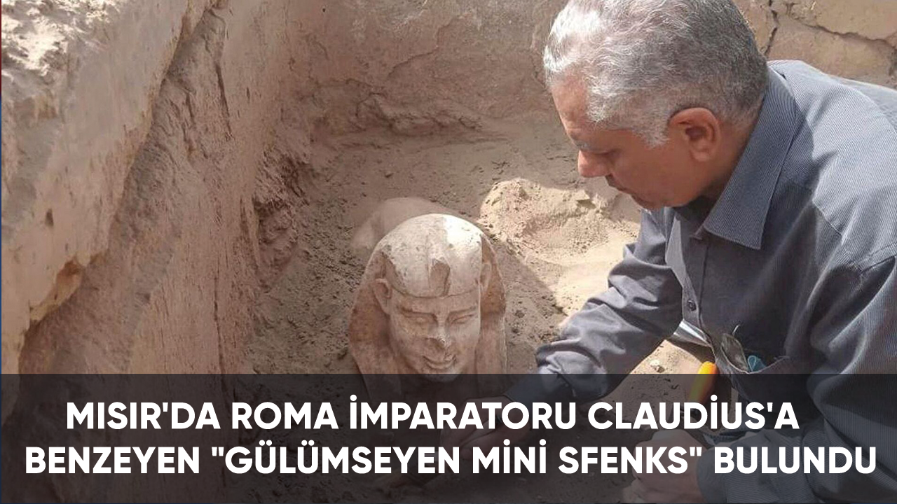 Mısır'da Roma İmparatoru Claudius'a benzediği düşünülen "gülümseyen mini sfenks" bulundu
