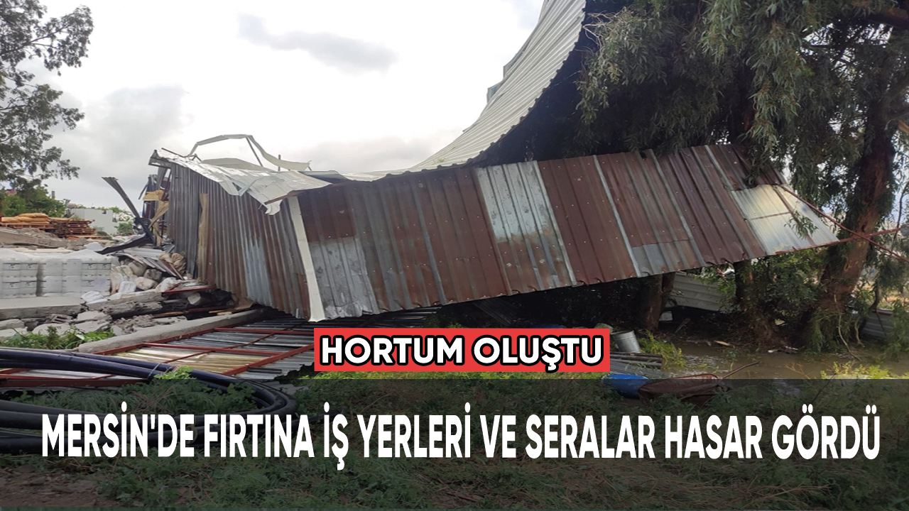 Mersin'de fırtına iş yerleri ve seralar hasar gördü