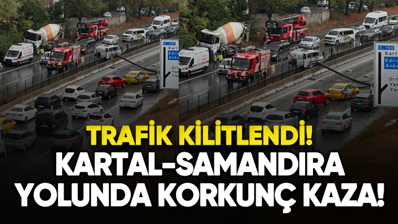 İstanbul Kartal'da feci kaza: Akaryakıt tankeri elektrik direğine çarptı!