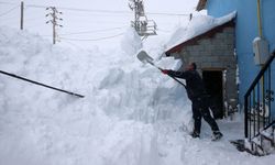 BİTLİS - Köy sakinleri, karda açtıkları koridorlarla ulaşım sağlıyor