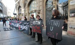 Sırbistan'ın başkenti Belgrad'da Ukrayna'ya destek gösterisi