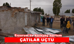 Erzurum'da korkunç hortum: Çatılar uçtu