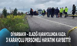 Diyarbakır - Elazığ karayolunda kaza: 3 karayolu personeli hayatını kaybetti!