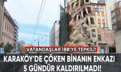 Karaköy'de çöken binanın enkazı, 5 gündür kaldırılmadı! Vatandaşlar İBB'ye tepkili