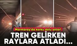 Marmaray'da dehşet! Tren gelirken raylara atladı...