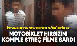 İstanbul'da şoke eden görüntüler: Motosiklet hırsızını komple streç filme sardı!