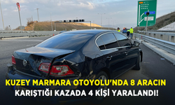 Kuzey Marmara Otoyolu'nda 8 aracın karıştığı kazada 4 kişi yaralandı!