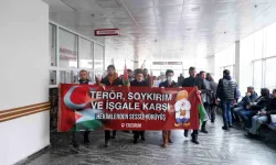 Erzurum'da sağlık çalışanları Gazze'ye saldırıları protesto ettiler
