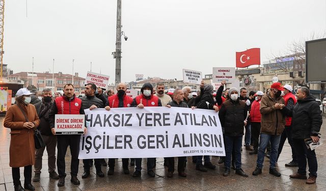İSTANBUL - Belediye İş Sendikası üyelerinden Bakırköy Belediyesi önünde "işe iade" eylemi
