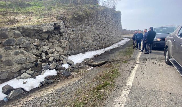Çaybaşı'nda heyelanlar nedeniyle yollar hasar gördü