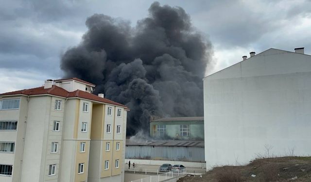 Karabük'te fabrika yangınına müdahale ediliyor