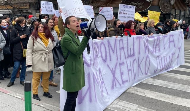 Kuzey Makedonya'da 8 Mart Dünya Kadınlar Günü nedeniyle yürüyüş düzenlendi