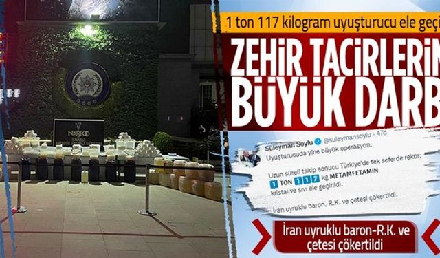 İstanbul'da büyük operasyon  1️ ton 117 kilogram metamfetamin ele geçirildi