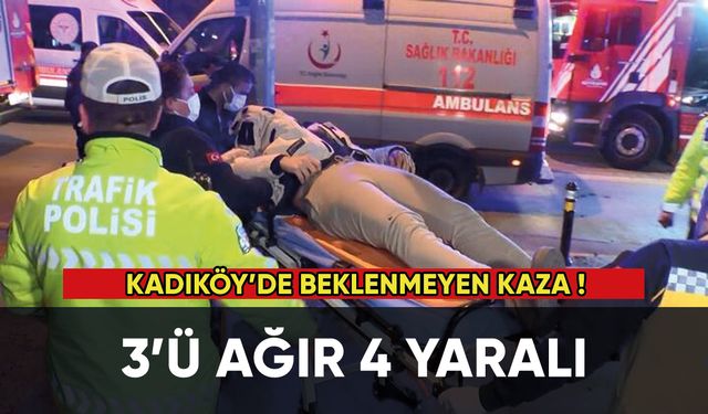 Kadıköy'de beklenmeyen kaza: Taksi takla atarak savruldu!