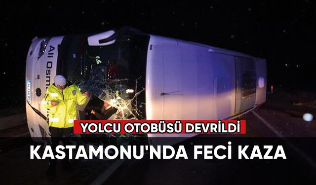 Kastamonu'nda feci kaza: Yolcu otobüsü devrildi