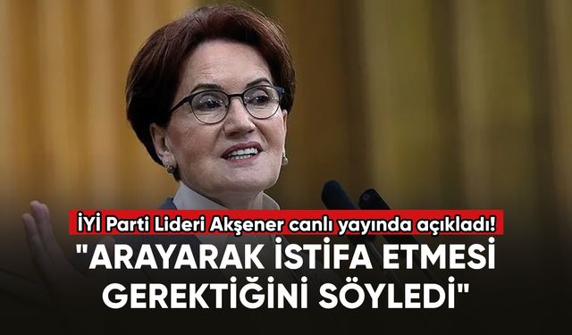 İYİ Parti Lideri Akşener: "Arayarak istifa etmesi gerektiğini söyledi"
