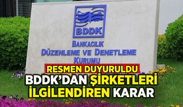 BDDK'dan şirketleri ilgilendiren karar: Resmen duyurdu