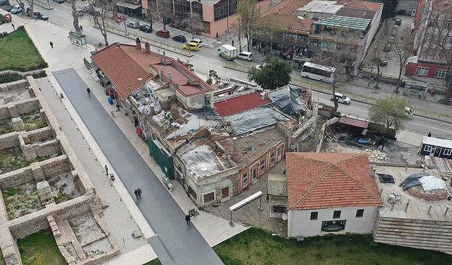 Edirne'deki tarihi Havlucular Hanı'nda restorasyon çalışmaları